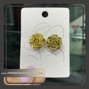 گوشواره پلیمری گل رز طلایی